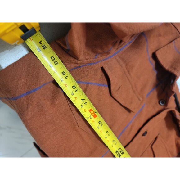 Huckberry Katin Mens M Shiloh Heavyweight Brushed Flannel Stripe Gorpcore Brown - Picture 6 of 6